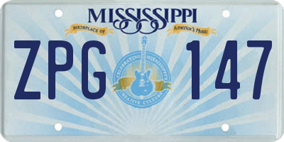 MS license plate ZPG147