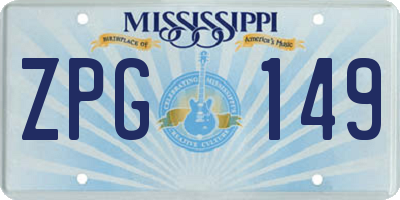 MS license plate ZPG149