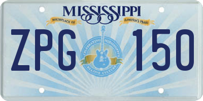 MS license plate ZPG150