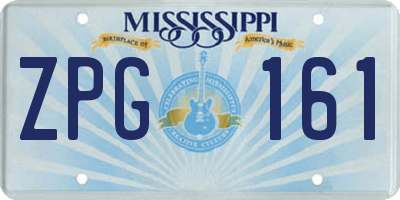 MS license plate ZPG161