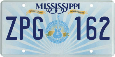 MS license plate ZPG162