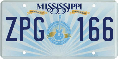MS license plate ZPG166