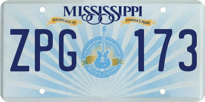 MS license plate ZPG173