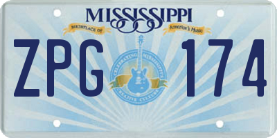 MS license plate ZPG174