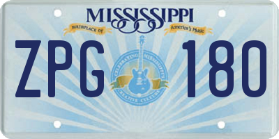 MS license plate ZPG180