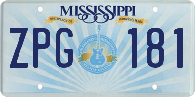MS license plate ZPG181