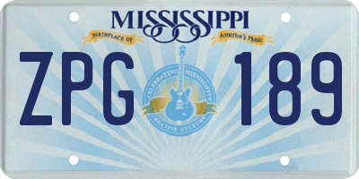 MS license plate ZPG189