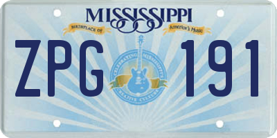 MS license plate ZPG191