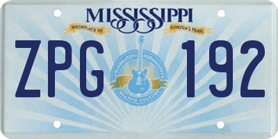 MS license plate ZPG192