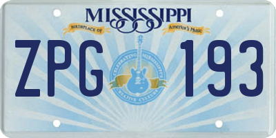 MS license plate ZPG193