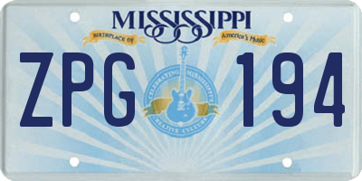 MS license plate ZPG194