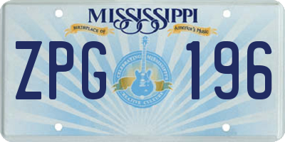 MS license plate ZPG196