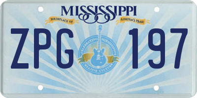 MS license plate ZPG197