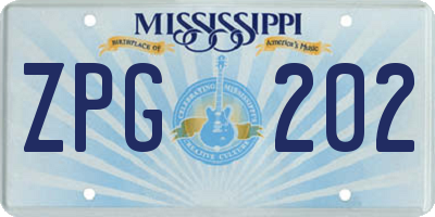 MS license plate ZPG202