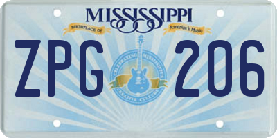 MS license plate ZPG206