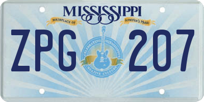 MS license plate ZPG207