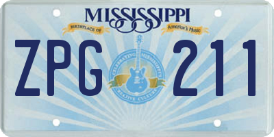 MS license plate ZPG211