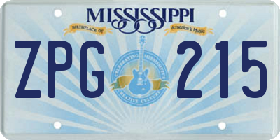 MS license plate ZPG215
