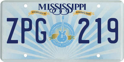 MS license plate ZPG219