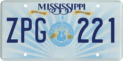 MS license plate ZPG221