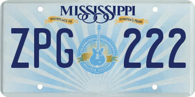 MS license plate ZPG222