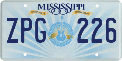MS license plate ZPG226