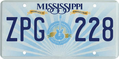 MS license plate ZPG228