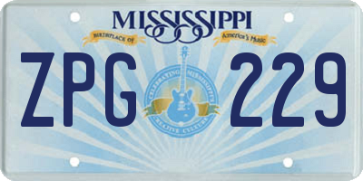 MS license plate ZPG229