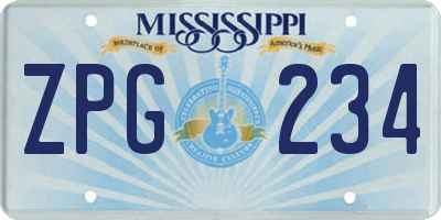 MS license plate ZPG234