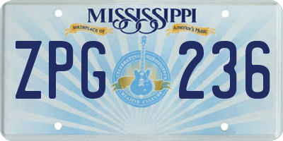 MS license plate ZPG236