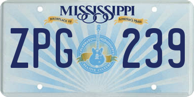 MS license plate ZPG239