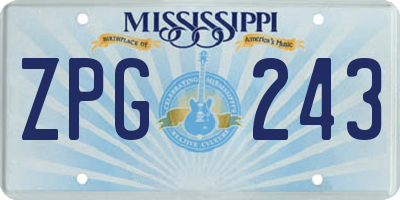 MS license plate ZPG243
