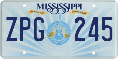 MS license plate ZPG245