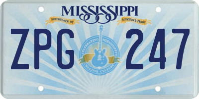 MS license plate ZPG247