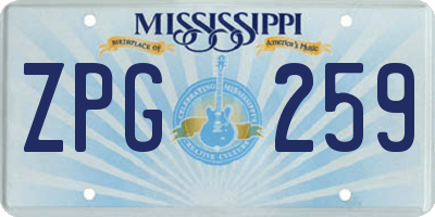 MS license plate ZPG259