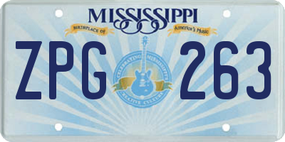 MS license plate ZPG263