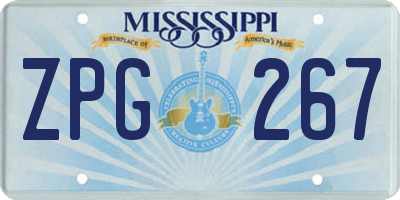 MS license plate ZPG267