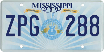 MS license plate ZPG288