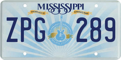 MS license plate ZPG289