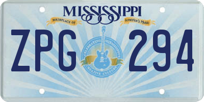 MS license plate ZPG294