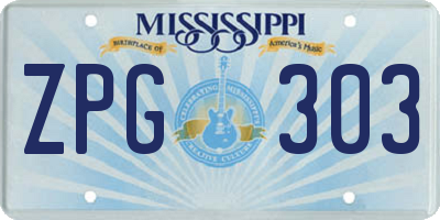 MS license plate ZPG303