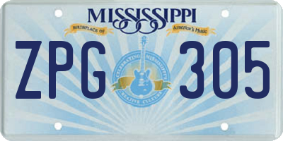 MS license plate ZPG305
