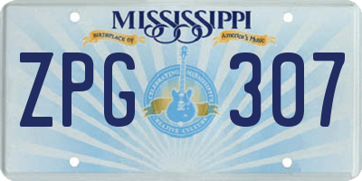MS license plate ZPG307