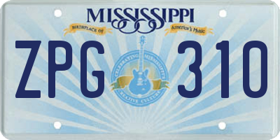 MS license plate ZPG310