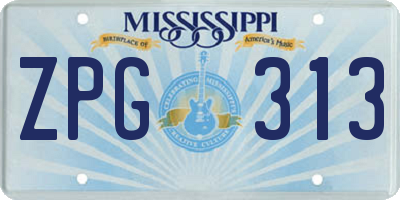 MS license plate ZPG313