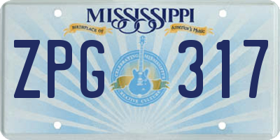 MS license plate ZPG317