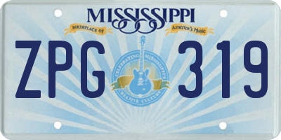 MS license plate ZPG319