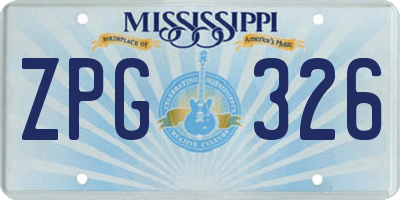 MS license plate ZPG326