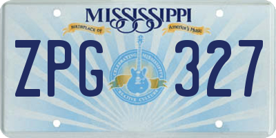 MS license plate ZPG327