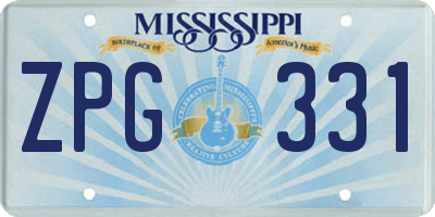 MS license plate ZPG331